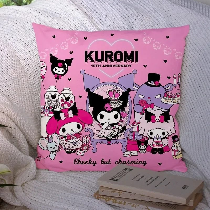 Sanrio Kuromi 헬로 키티 로렐 개 베개 커버 만화 귀여운 걸리 하트 소파 쿠션 커버 침실 룸 장식
