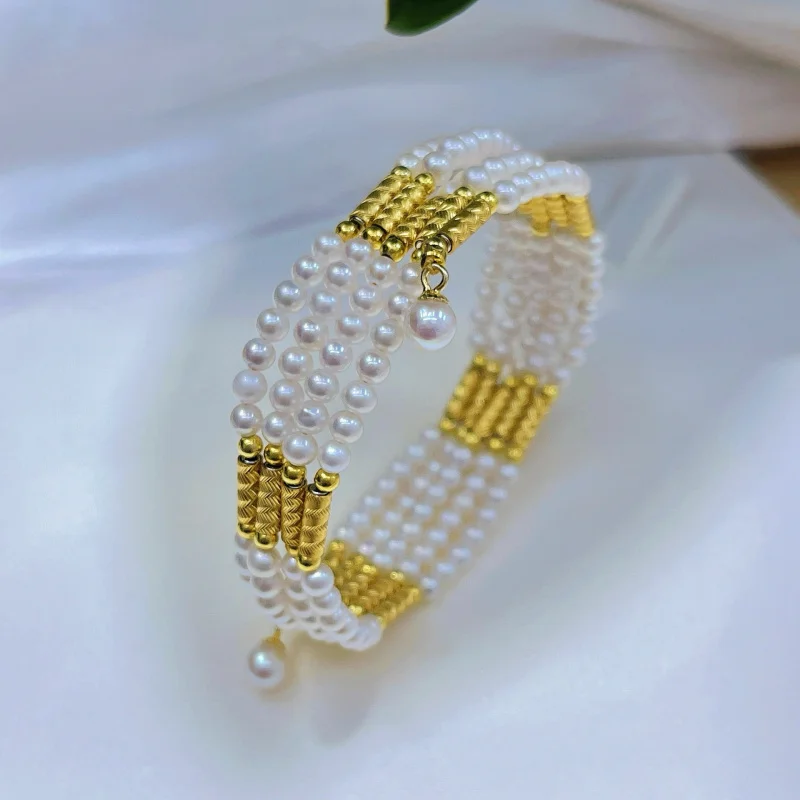 

S925 sterling silver thick gold-plated magnetic snake chain natural freshwater pearl jewelry women's necklace and bracelet dual-