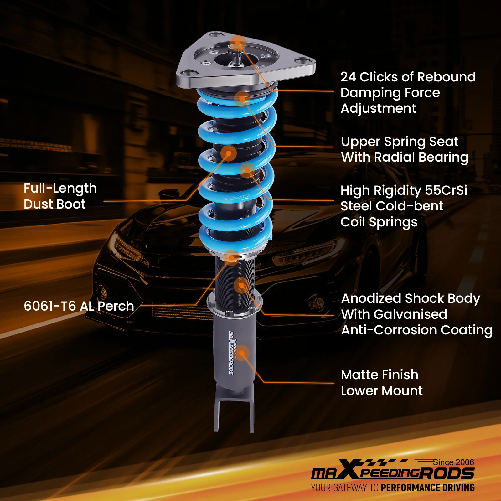 طقم تعليق كويلوفر 24 خطوة قابل للتعديل لأودي A8 كواترو 2004-2010 #6