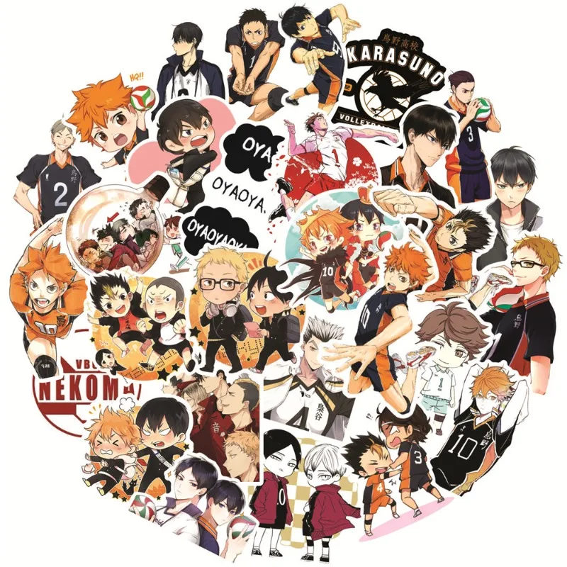 50pcs Anime Haikyuu!! Graffiti Stickers Water Cup Suitcase Skateboard Helmet Laptop Waterproof Decorative Stickers