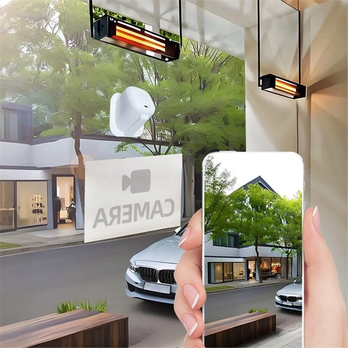 A003 3MP WiFi Security Camera Full Color Night Vision Motion Detection 2-Way Audio Window Camera Surveillance Glass Camera