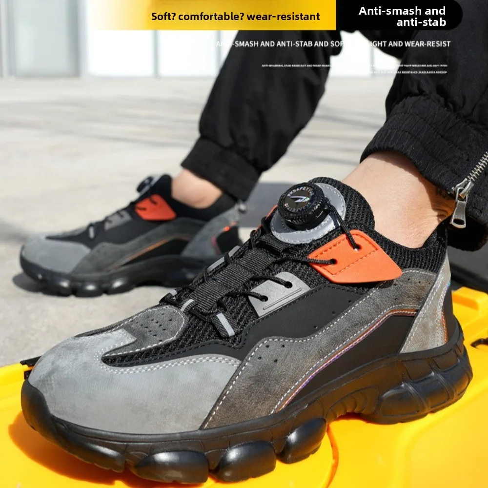 Breathable Anti Smash Puncture Proof Steel Toe Wear Resistant Comfort Lightweight Slip Resistant Work Safety Shoes Construction