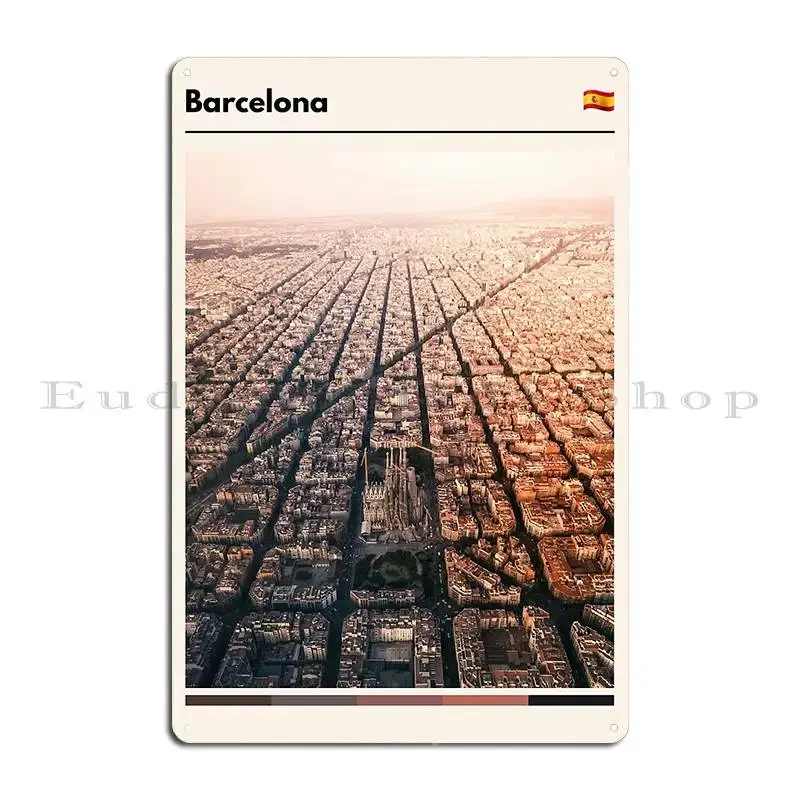 Visit Barcelona Spain Travel The World Metal Plaque Character Wall Cave Decoration Living Room Classic Tin Sign Poster