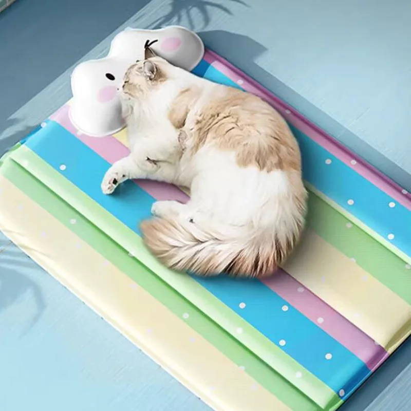 Universal Sleeping Pad for Pets, Cooling and Cooling, Rainbow Cloud Pillow, Ice Nest, Sofa Bed, Cats and Dogs, Spring, Summer