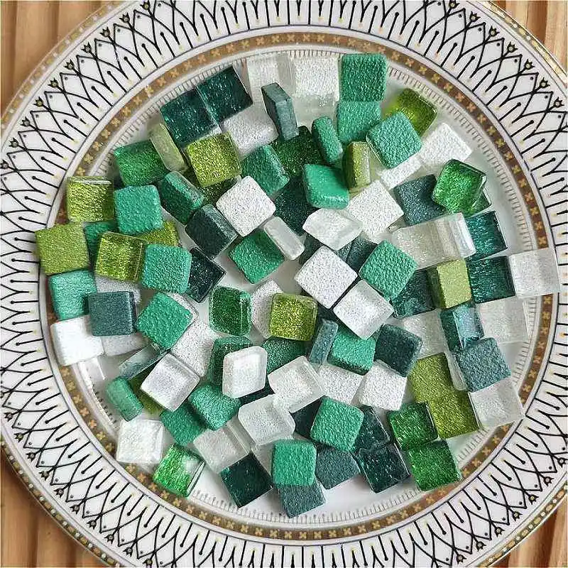 

100PCS Diy Mix Color Glitter Glass Mosaic Stones Mosaic Tiles Glass Pebbles Crafts Material Puzzle For Diy Mosaic Making arte179