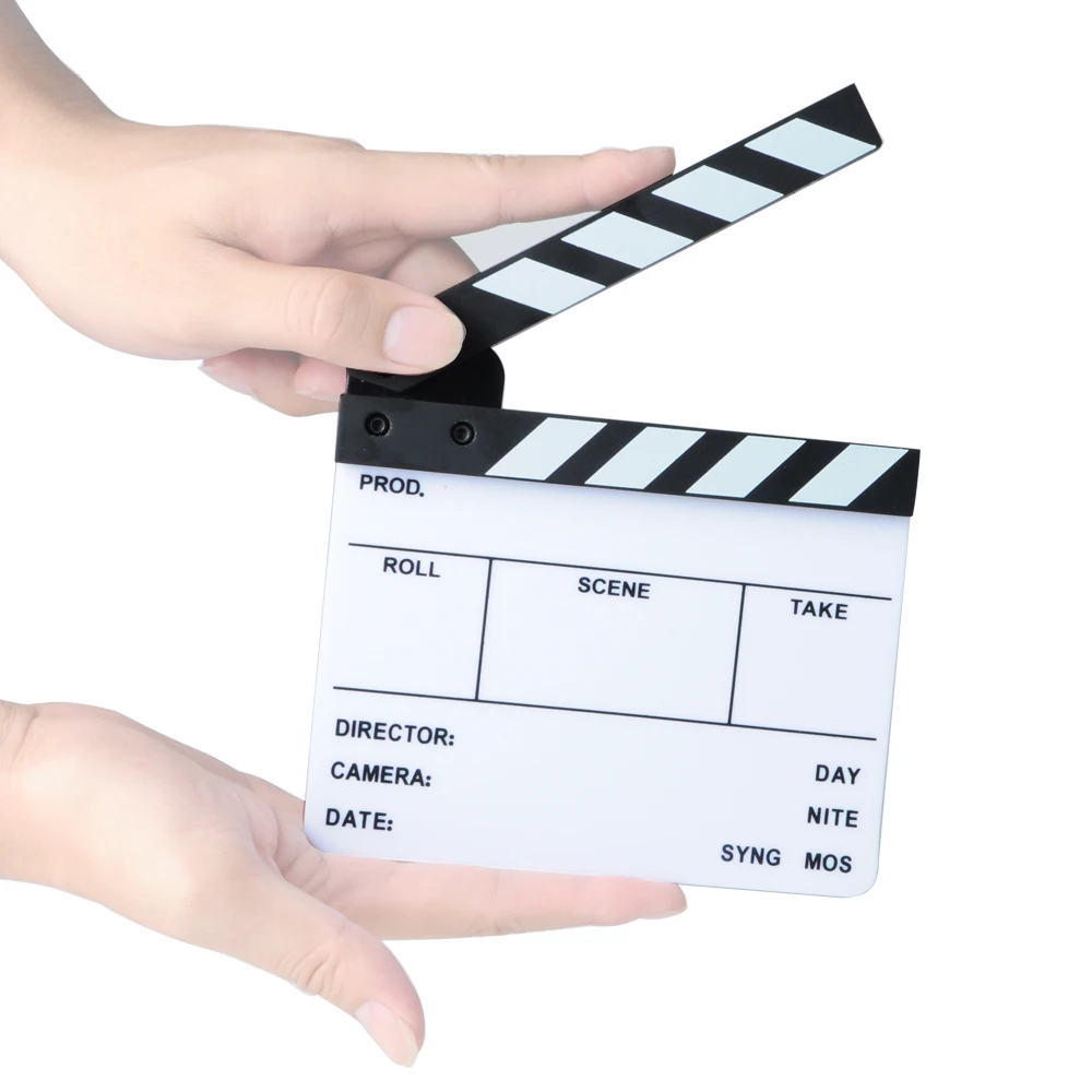 Studio Camera Photography Video Acrylic Small Clapboard Dry Erase Director Film Movie Clapper Board Slate (6.3x5.5\