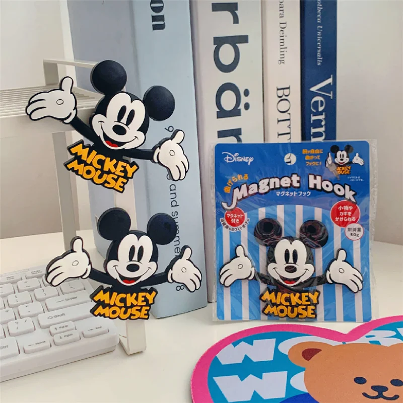 Disney Mickey น่ารักการ์ตูนที่มีประสิทธิภาพซ่อนแม่เหล็กกระเบื้อง DIY ตู้เย็นสติกเกอร์แขวนข้อความสติกเกอร์ตกแต่ง
