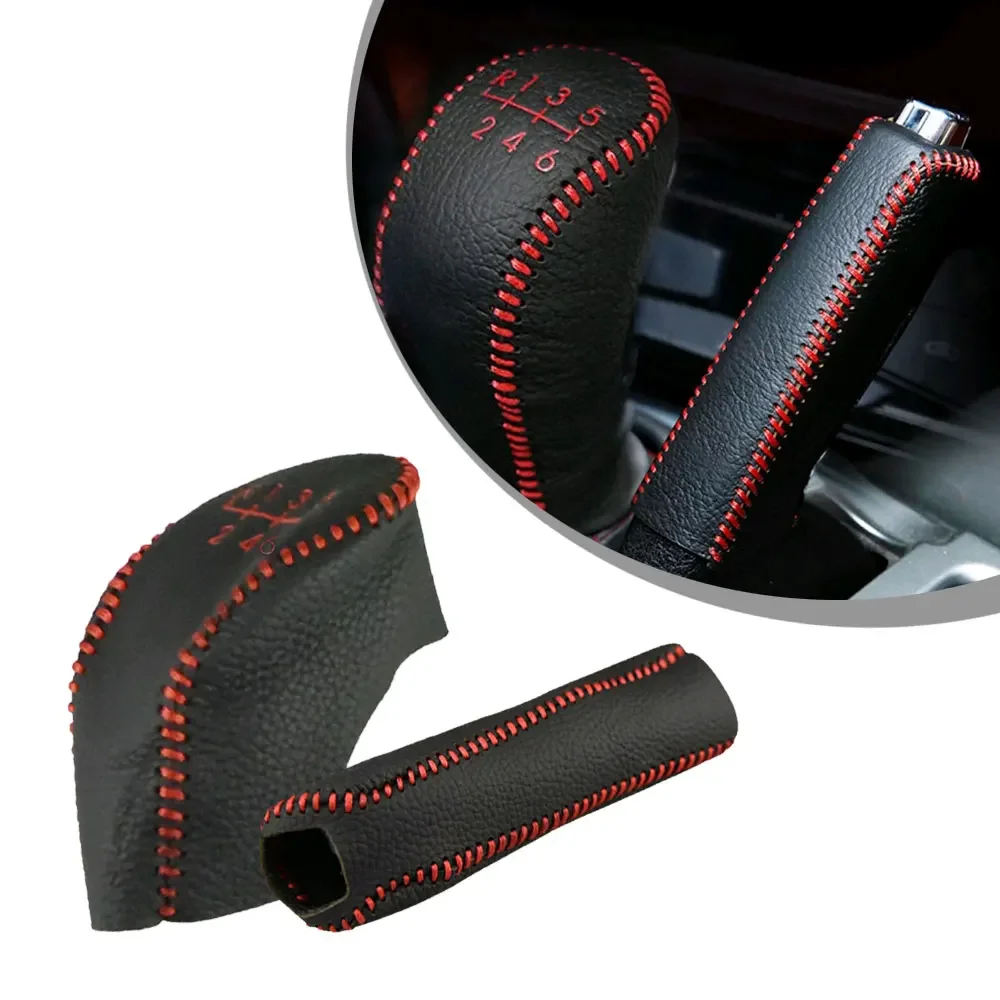 

Genuine Leather Car Gear Head Shift Collars Cover Handbrake Gear Shift Knob Case Car Products for Hyundai Creta Ix25 2017-2019