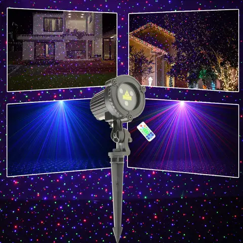 Waterproof Outdoor RG/RGB Laser Dj Light Starry Stars Projector Garden Christmas Party Decoration Tree House Wall Landscape B201