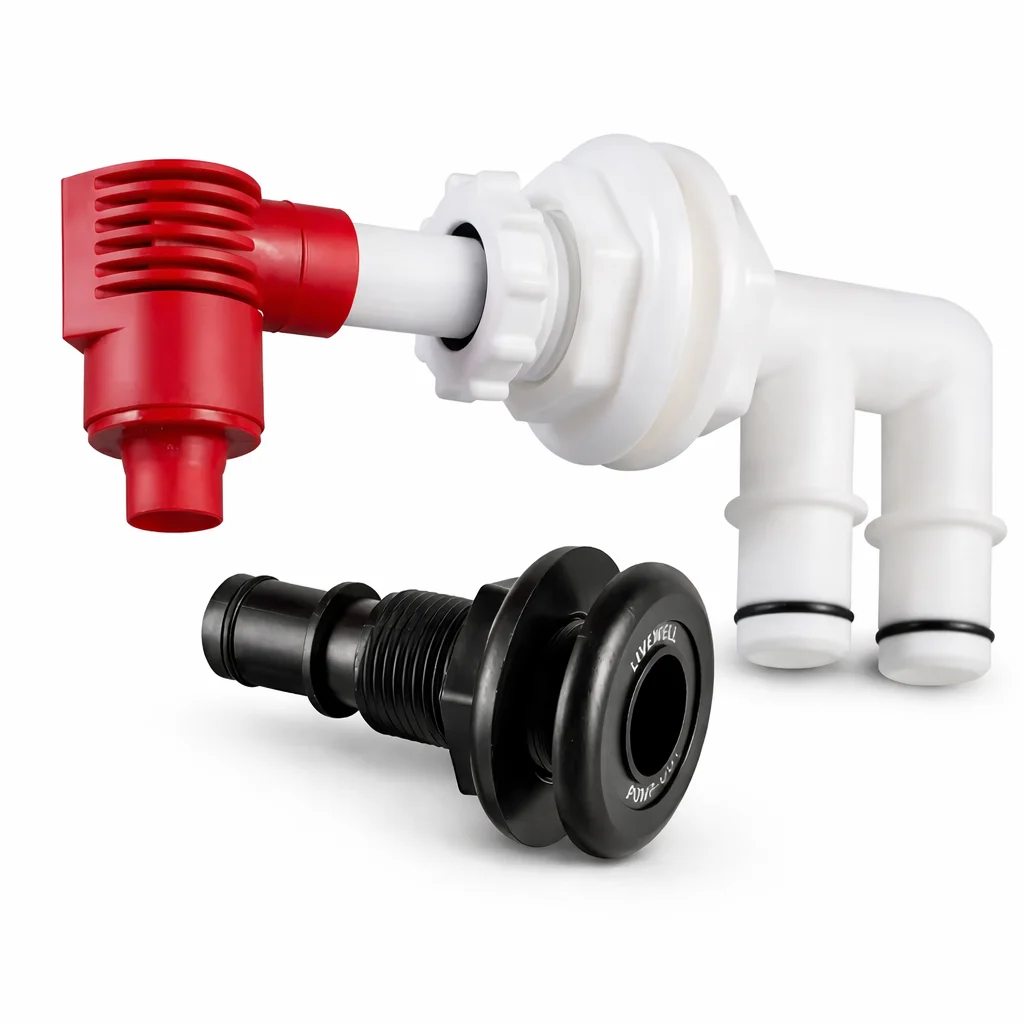 

Livewell Aerator Pump Out Combo Kit Marine Baitwell Aerator Drain System for Boat RV