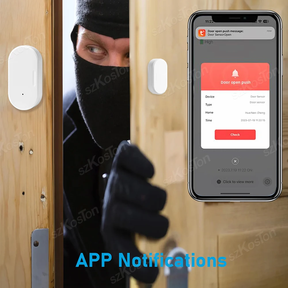 Sensor de porta e janela Tuya-Zigbee, casa inteligente, alarme anti-roubo, controle remoto de automação, funciona com Alexa, Google Home, Smart Life APP