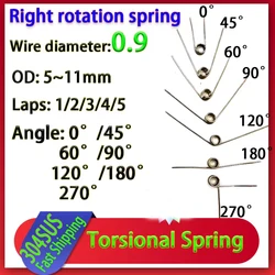 10Pcs Wire Diameter 0.9 Right rotation Torsion Spring 304 Stainless Steel Torsion Spring Number of Turns 1/2/3/4/5 Turns