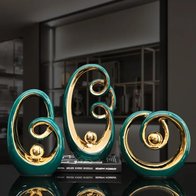 Creative Home Decoration Abstract Modern Cabinet Desktop Ornament Ceramic Statue Art Crafts Gift Living Room Office Decor
