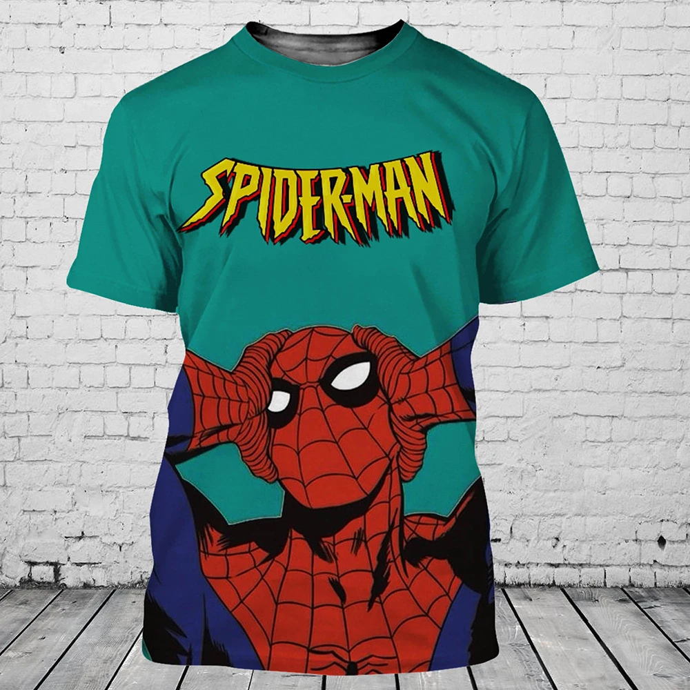 Miniso Summer T-Shirts Spider Man Cartoon Anime 3D Print Streetwear Men Women Fashion Oversized T Shirt Kid Tees Tops Clothing