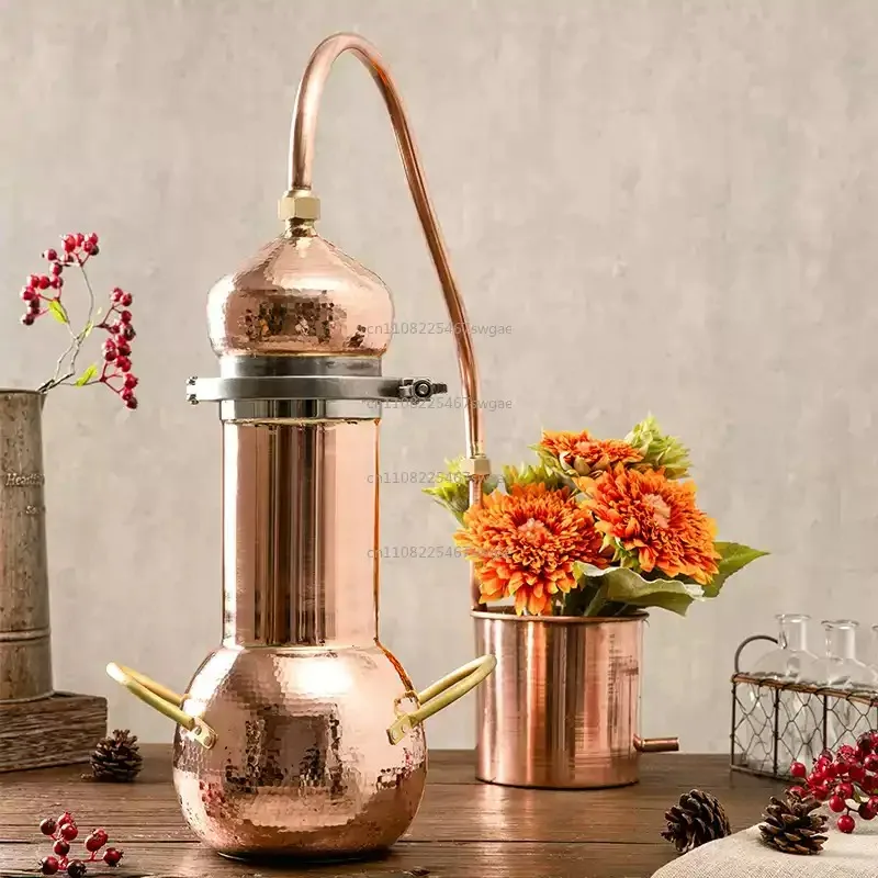 Red Copper Purifier Essential Oil Distil Small Antique Household 3L Pure Dew Ancient Distillation MachineDistillation Equipment