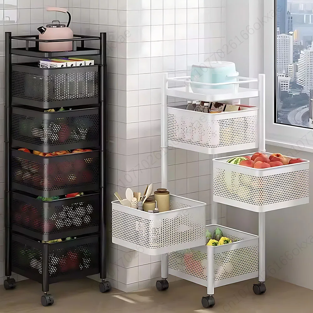 Bathroom Shelves Kitchen Vegetable Basket Storage Rack  Floor Multi-layer Fruit Storage Rack  Multifunctional Storage Rack