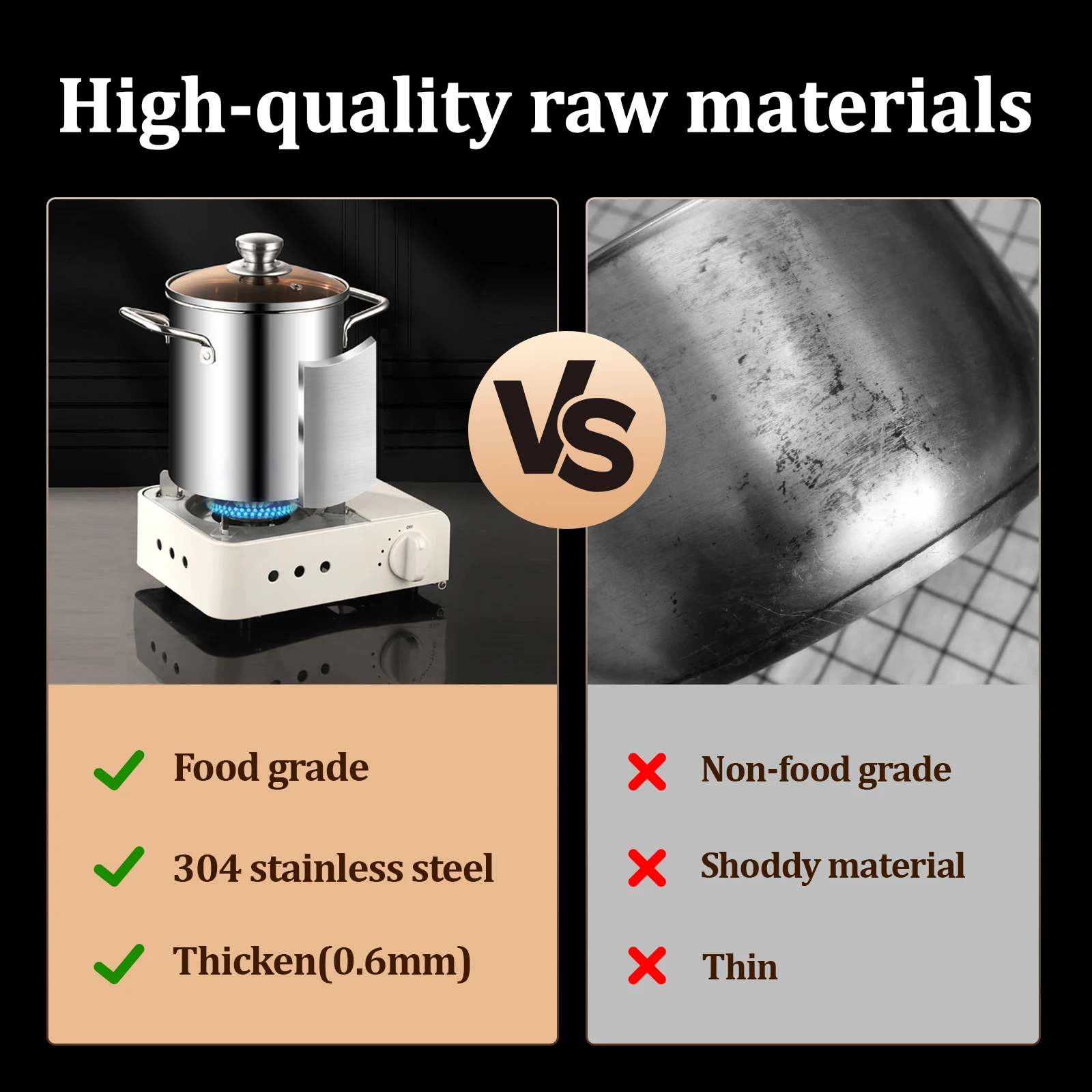 مجموعة واحدة من وعاء المقلاة العميقة وعاء المقلاة الصغيرة وعاء الطبخ للمنزل سلال من الفولاذ المقاوم للصدأ متعددة الأغراض مقلاة مقاومة للاهتراء، مقلاة عميقة #2