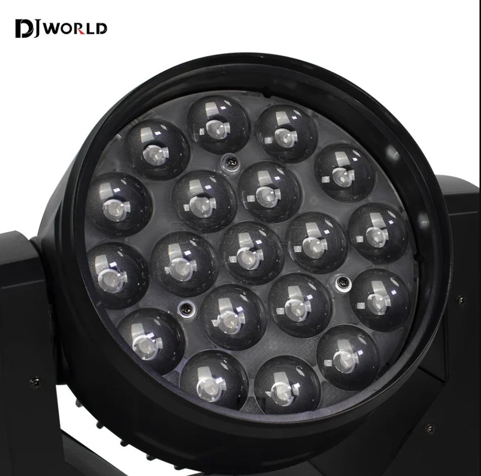 2PCS 19x15W LED Moving Head Light Wash Zoom RGBW 4IN1 Beam DMX Professional Stage Disco Party Bar Club Stage Effect Lighting