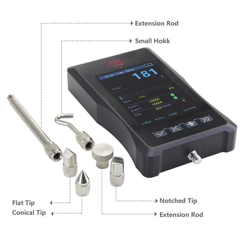 Handheld display controller instrument force meter pushing and pulling force counter external sensor load cell indicator