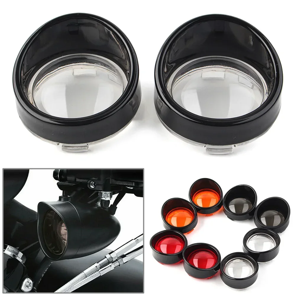 For Harley Davidson Dyna Softail Touring Sportster V-Rod etc. 2pcs Motorcycle Turn Signal Light Lens Cover Black Bezels Visor