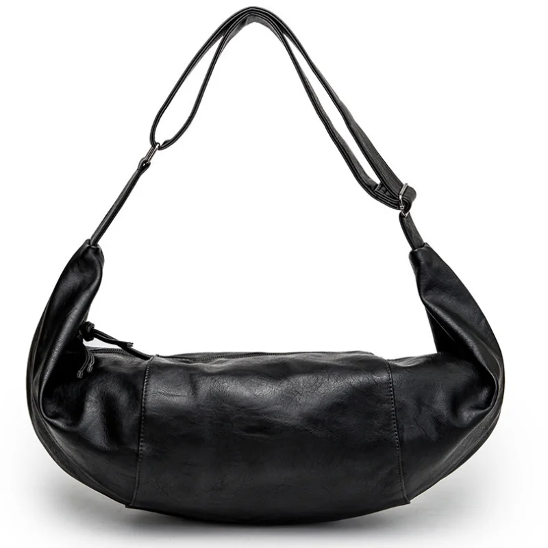 Large Size Shoulder Bag Men Fashion Crossbdoy Dumpling Bag Men's Shoulder Bags Soft PU Leather Back Hobo Male Casual Sling Bags