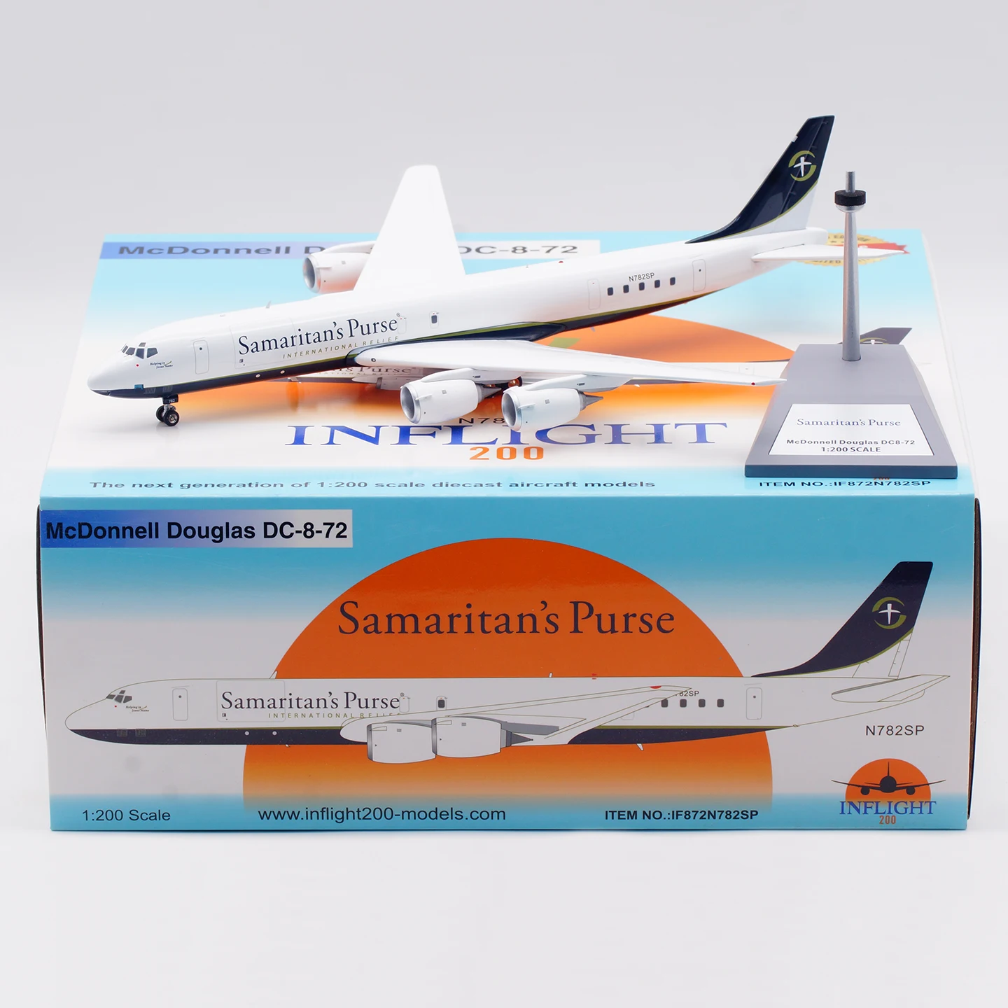 

IF872N782SP Коллекционный самолет из сплава, INFLIGHT, 1:200, кошелек Samaritan McDonnell Douglas DC-8-72CF, литая под давлением модель самолета N782SP