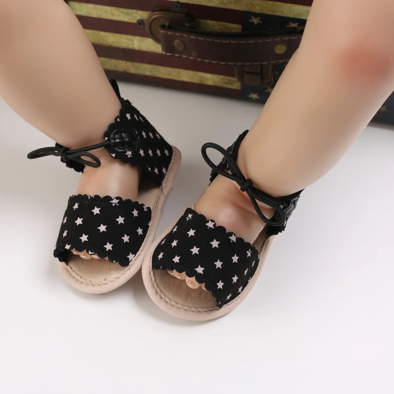 Baby Girls Sandals Anti-Slip Soft Sole Infant Summer Beach Sandals Cute Star Print Shoes Toddler Prewalkers 0-18M