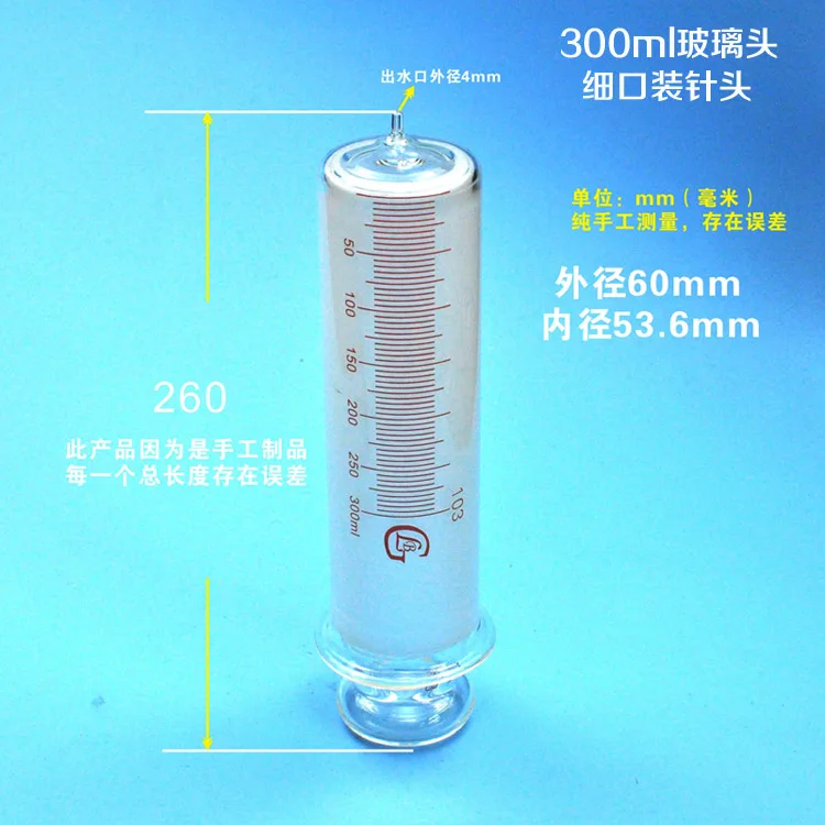 300ml Large Glass Syringe Luer Lock Enema Sample Extractor Injector