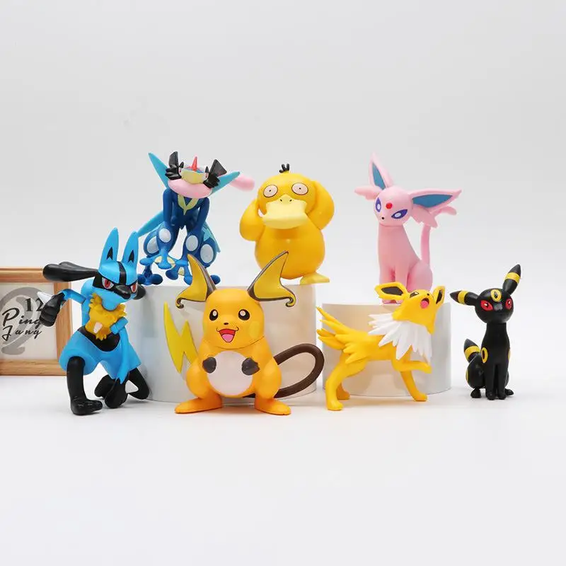 7 Pcs/Set 7-9cm Pokemon Figure Evolution Raichu Lucario Greninja Psyduck Umbreon New Arrival Collection Model Gifts