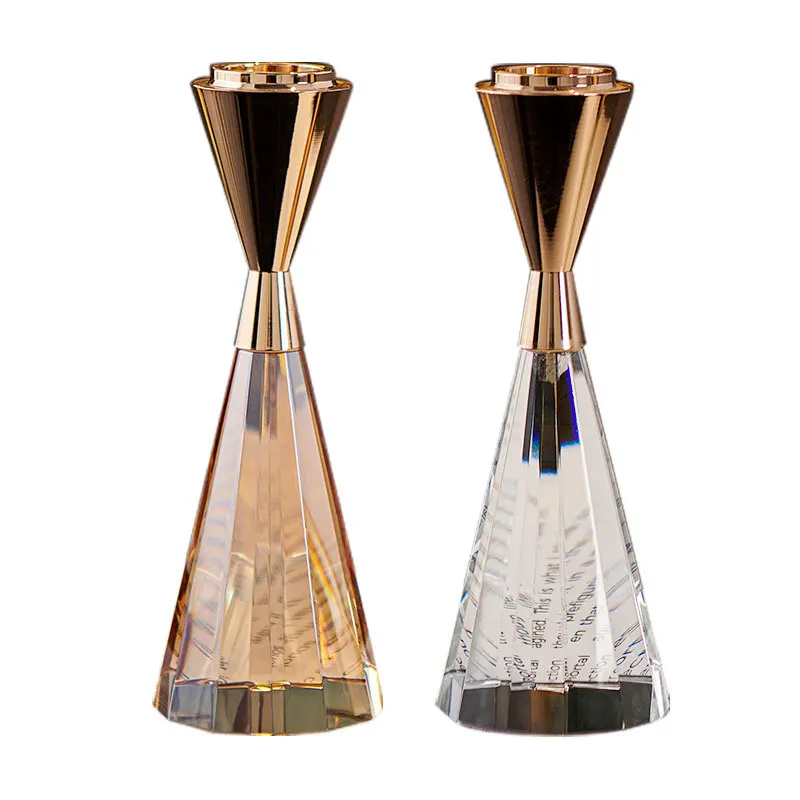 

Modern simple crystal candle holder study living room office desktop photo atmosphere ornament metal scented candle holder