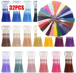 32 Uds. De 13cm, marcapáginas de cuerda colgante, borlas, cepillo de flecos, borlas sedosas, artesanía hecha a mano para accesorios de fabricación de joyería DIY