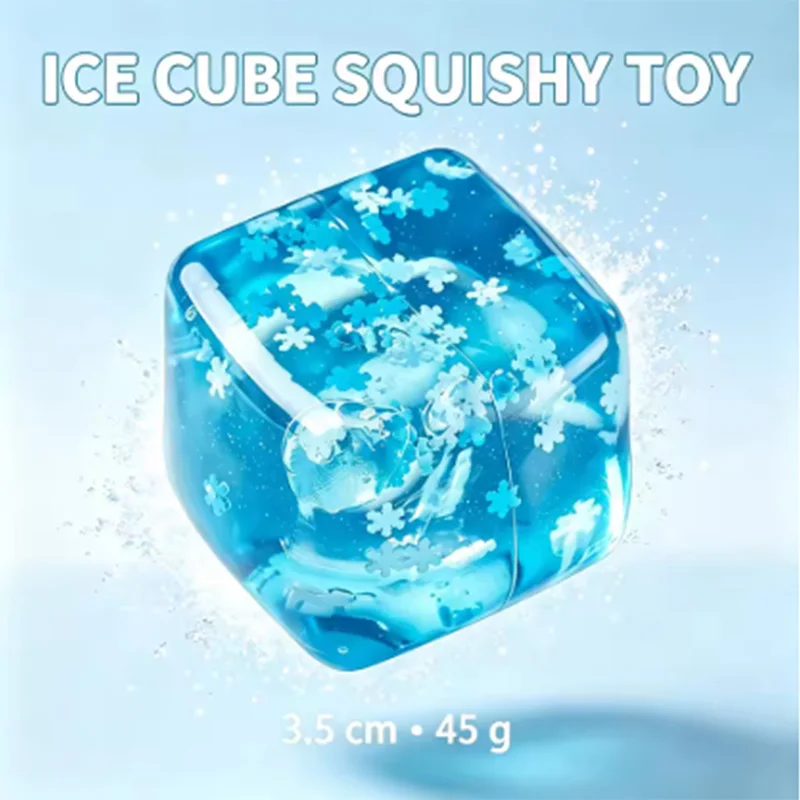 Squishy Snowflake Ice Cubes Slow Rising Sensory Fidget Toy Soft Ice Cube Stress Relief Squeeze Toys Hand Exercise Calming Tools