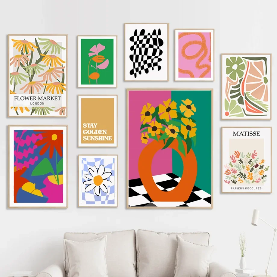 

Henri Matisse Flower Market Floral Botanical Wall Art Canvas Painting - Living Room Decorative Posters And Prints