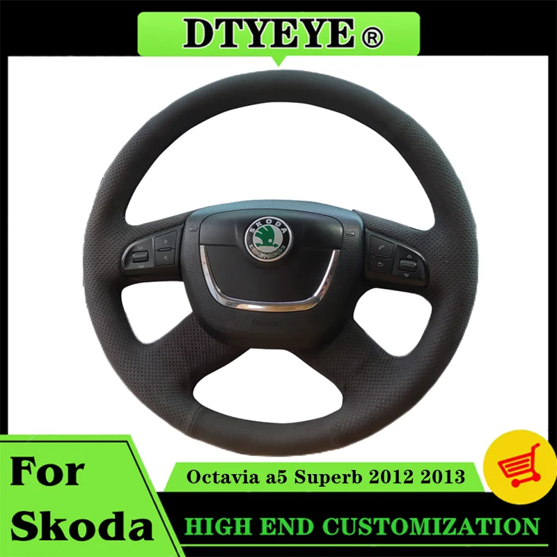 

Customize Car Steering Wheel Cover For Skoda Octavia a5 Superb 2012 2013 Car Accessories DIY Suede Original Steering Wheel Braid