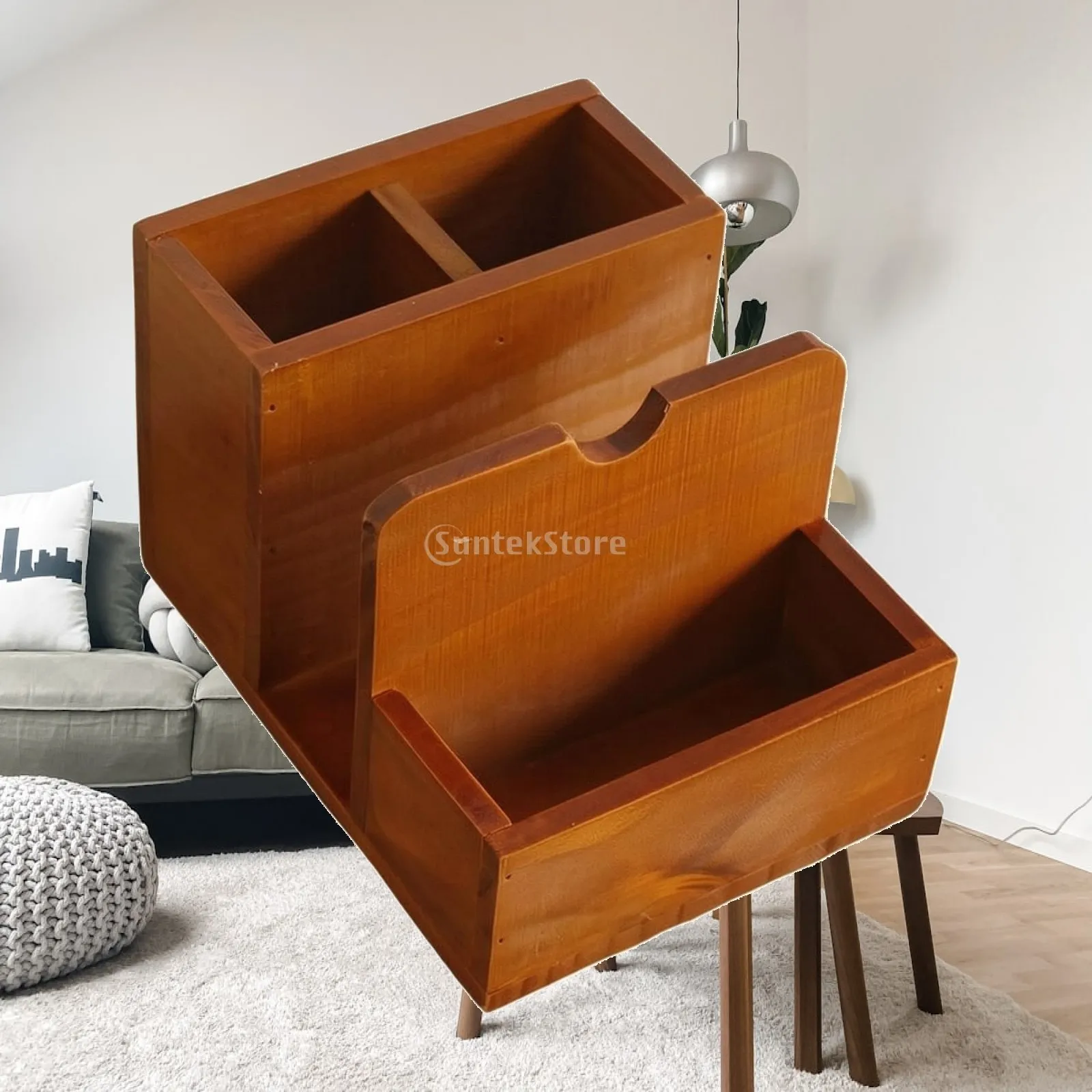 wooden-desk-organizer-with-tray-walnut-finish-desktop-organizer-box-with-compartments-wooden-tabletop-organizer-clutter-clear
