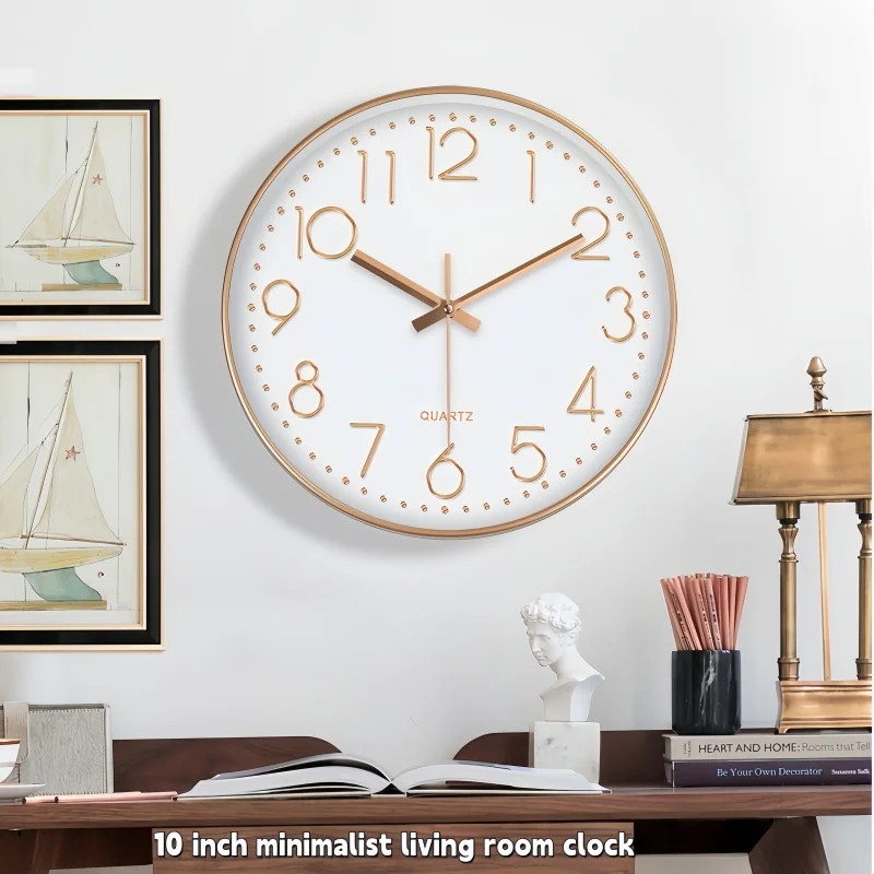 10 Inch Simple Atmospheric Silent Modern Wall Clock/Clock, Battery Driven - Analog Classic Suitable for Bedrooms and Living Room