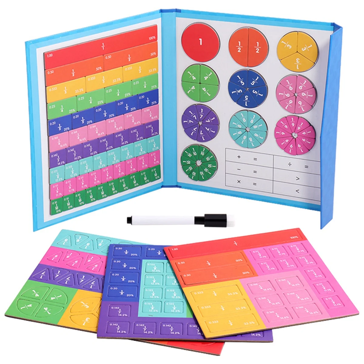 Children'S Magnetic Fraction Learning Math Toys Fraction Book Set Arithmetic Learning Educational Toys