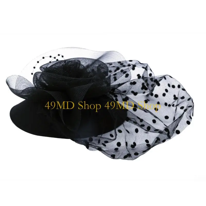 49MD Elegant Veil Hat Hair Clip Lightweight Mesh Design Headwear For Weddings Parties And Sensitive Skin Comfort