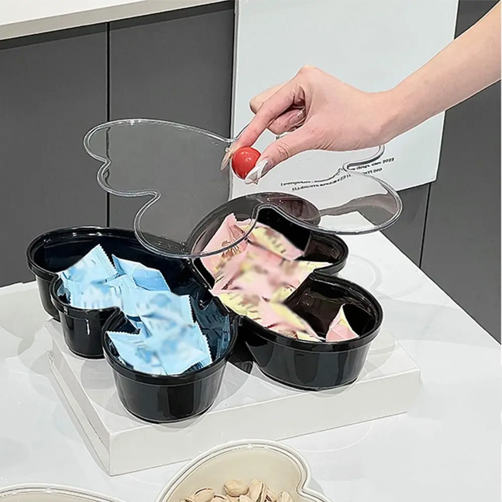 

Butterfly-shaped Fruit Plate Tray Reusable with Lid Candy Storage Box 2 Compartments Creative Divided Serving Platter