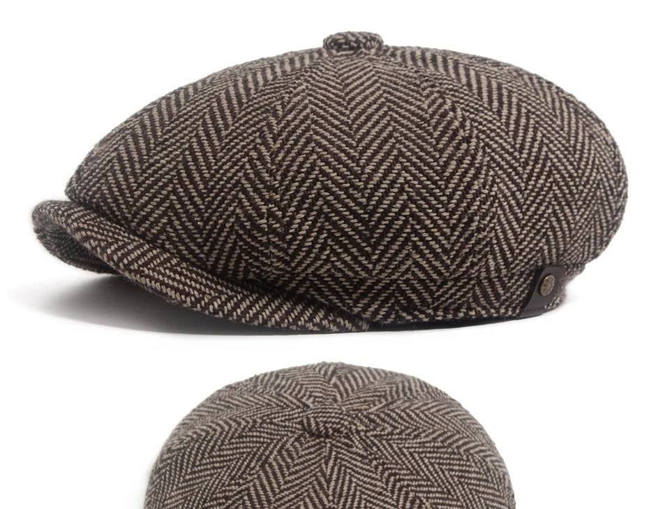 Neue Retro Fischgräten Zeitungsjunge Mütze Für Männer Herbst Winter Warme Baskenmütze Frauen Mode Vintage Hut Hip Hop Weibliche Flache Kappen Berets – Detail 10