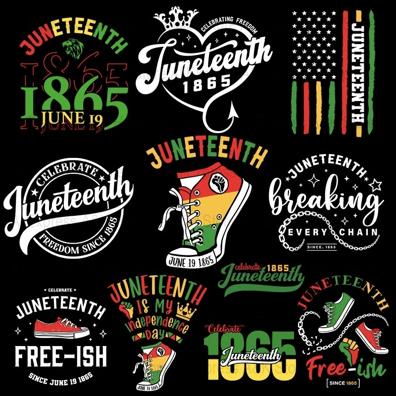 Celebrate Freedom Heat Transfer Steppin Cube Juneteenth Patches For T-shirt Decals DIY Applique Parches Thermo Stickers Stripes