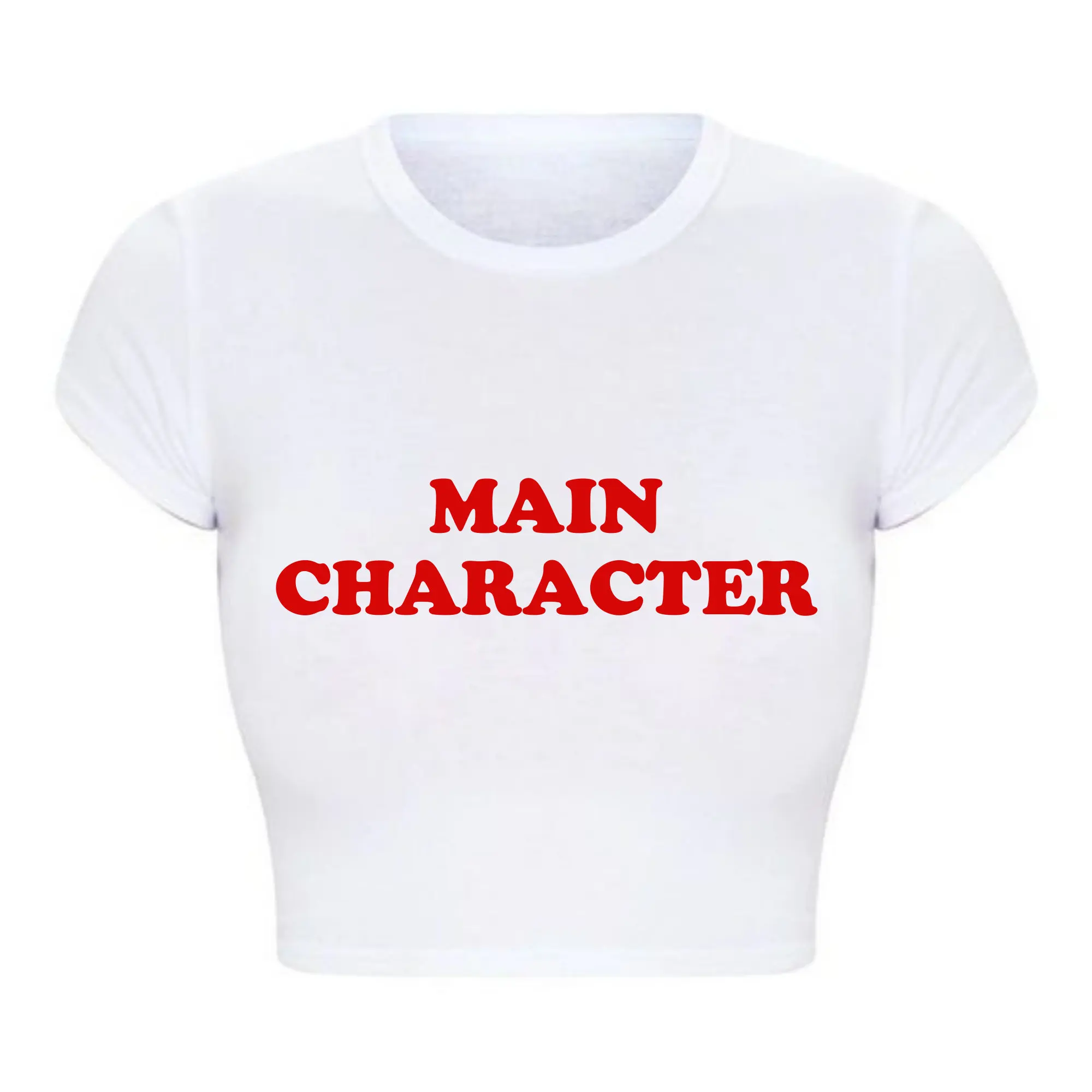 Main Character Funny Womens Crop Top Harajuku O Neck Baby Tee Y2k Gothic Clothes Female Women Cropped Top Kawaii T Shirt