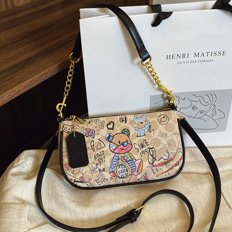 

Design style printed retro mahjong bag with an underarm strap for a fashionable single-shoulder crossbody bag