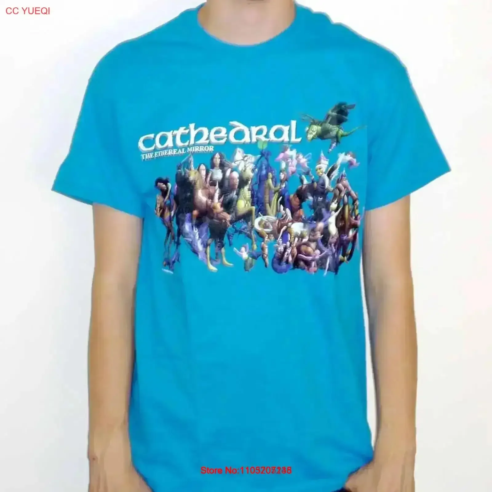 Camiseta Catedral The Ethereal Mirror Aqua, ropa de calle oficial vintage lavada, ropa de diseñador, transpirable, elegante y versátil