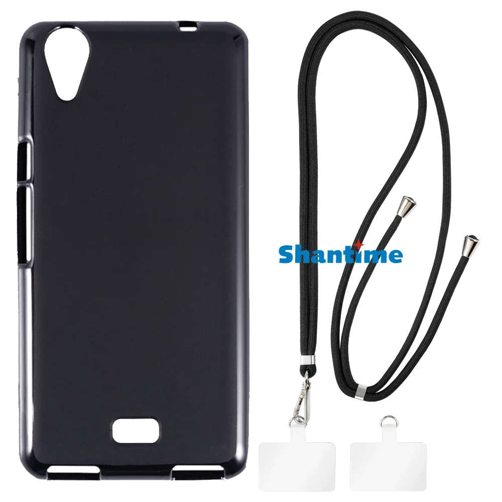 Suitable for Wiko Rainbow Lite 4G Case + Ajustable Neck/Crossbody Lanyards and Spacers, Silicone TPU Cover