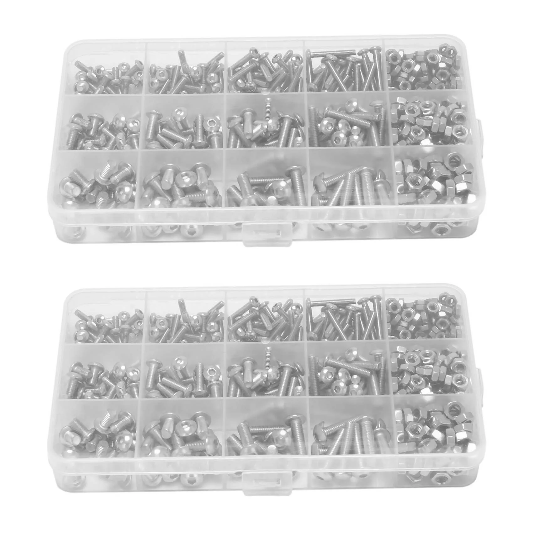 MOPHE-2 Set Screw And Nut Kit,Machine Screw And Nut Kit, M3 M4 M5 Stainless Steel Button Head Hex Socket Head Cap Bolts Screws
