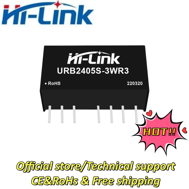 2pcs Hi-Link URB2405S-3WR3 URB2412S-3WR3 3W Isolated DC-DC Converter Module 24V to 3.3/5/9/ 12/15/24V Smart Electronics