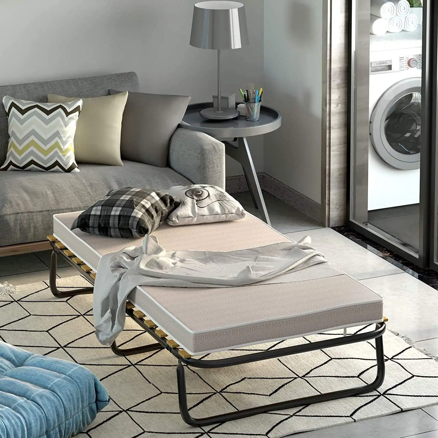 Folding Rollaway Bed With Mattr For Adults, Cot Size Portable Guest Bed With Memory Foam Mattr For Bedroom Office, Fold Up Bed