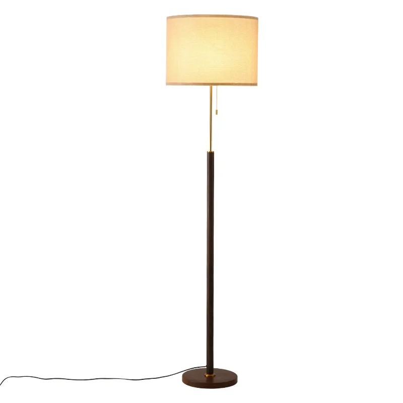 Retro Walnut Wood Color Floor Lamp Home Decoration Bedroom Bedside Light Living Room Sofa Study Atmosphere Standing Lights