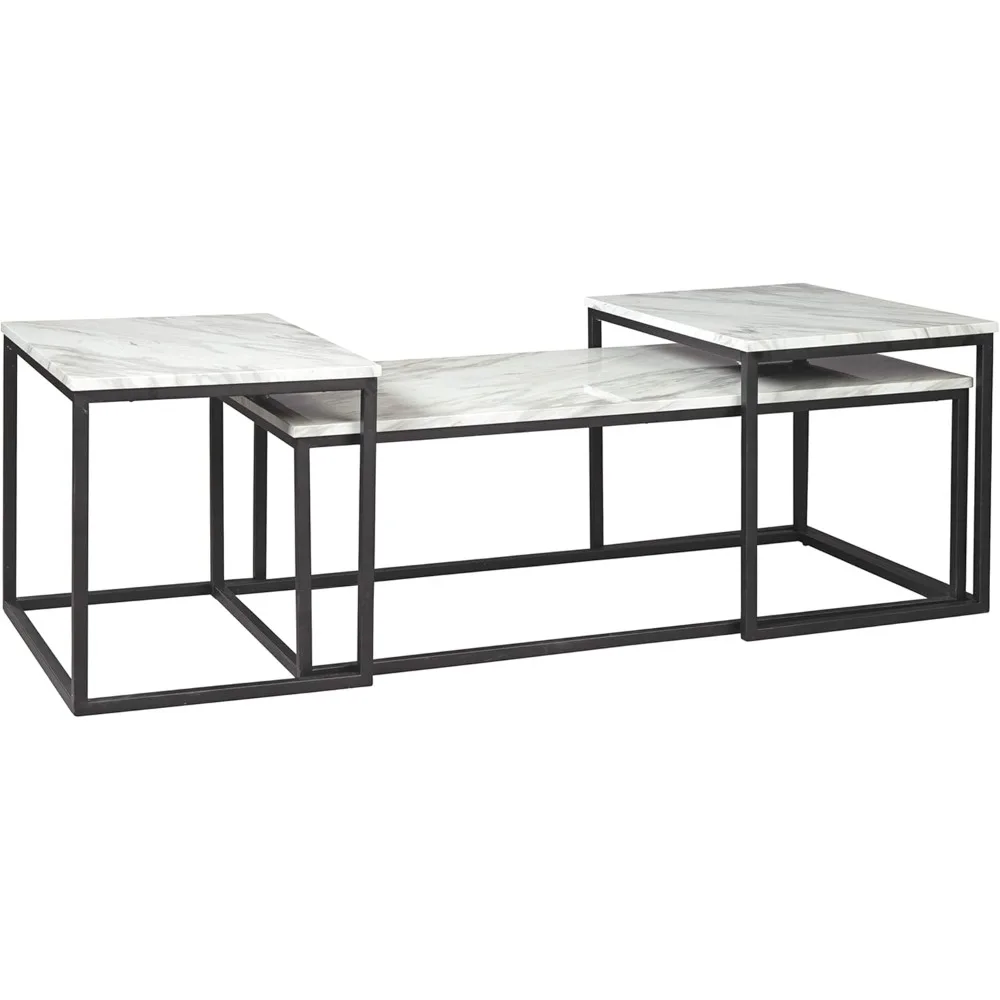 

Donnesta Contemporary 3-Piece Table Set, Includes Coffee Table and 2 End Tables , Black & White